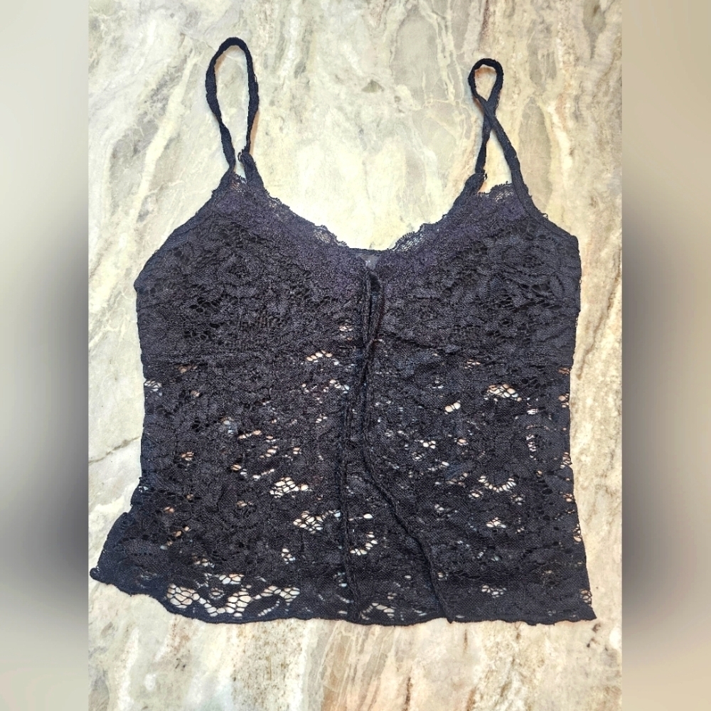 Ava & Ever Black Floral Lace Cami Top Size 8 – Sheer Festival Layering Tank